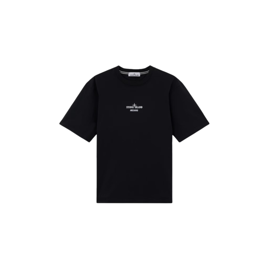 T-shirt col rond STONE ISLAND jersey coton bio noir imprimé Archivio dos