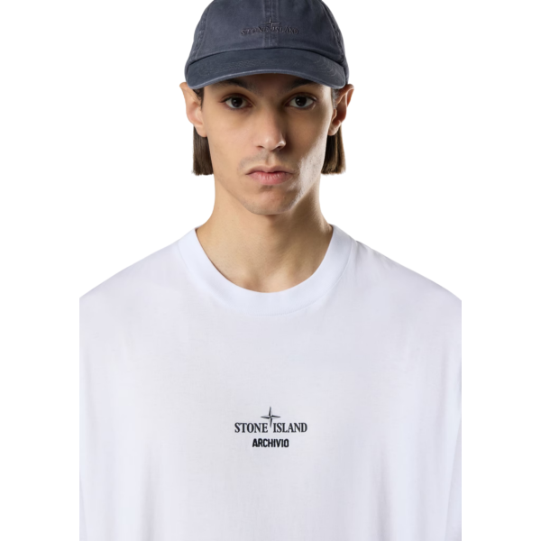 T-shirt col rond STONE ISLAND jersey coton bio noir imprimé Archivio dos