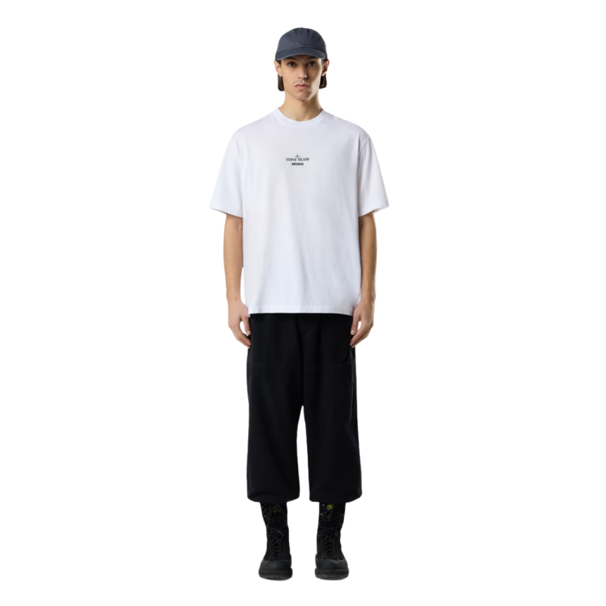 T-shirt col rond STONE ISLAND jersey coton bio noir imprimé Archivio dos