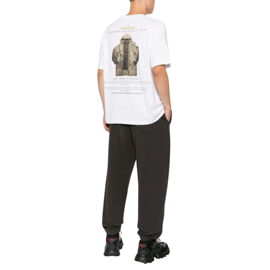 T-shirt col rond STONE ISLAND manche courte coton blanc imprimé Archivio