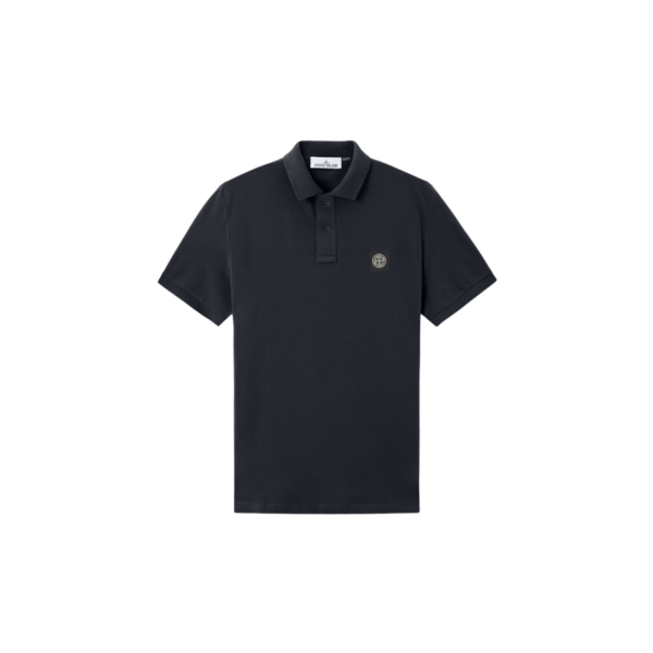 Polo STONE ISLAND piqué de coton bleu marine patch Compass