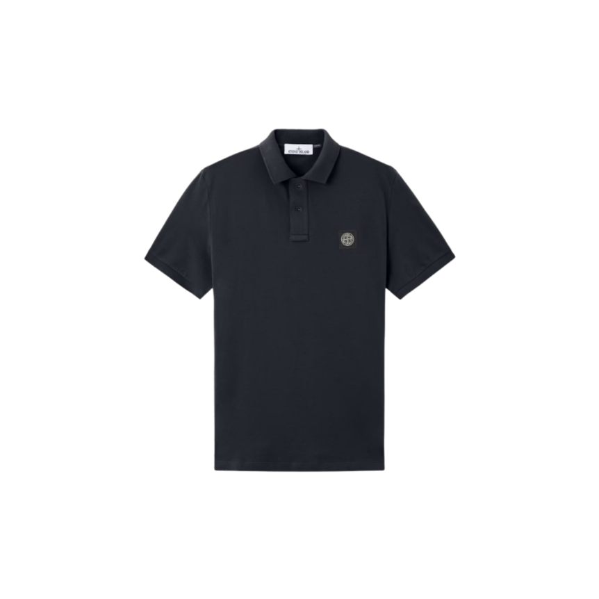 Polo STONE ISLAND piqué de coton bleu marine patch Compass