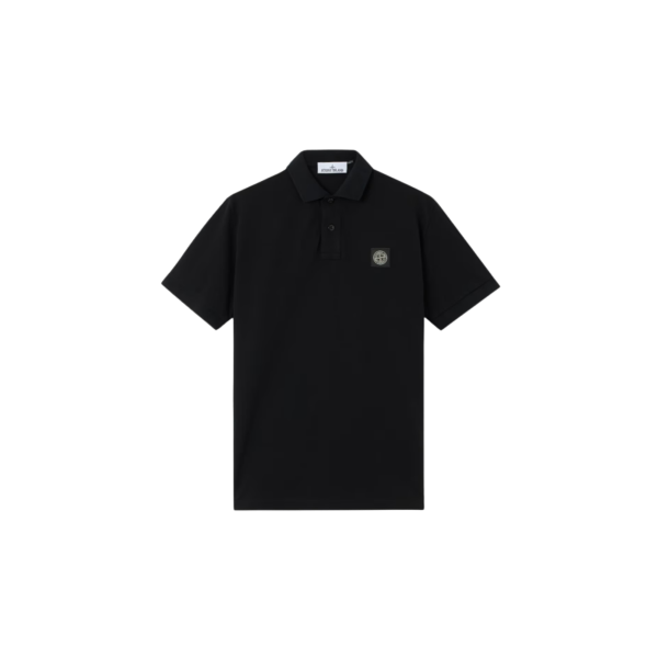 Polo STONE ISLAND piqué de coton noir patch Compass