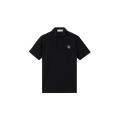 Polo piqué de coton noir patch Compass