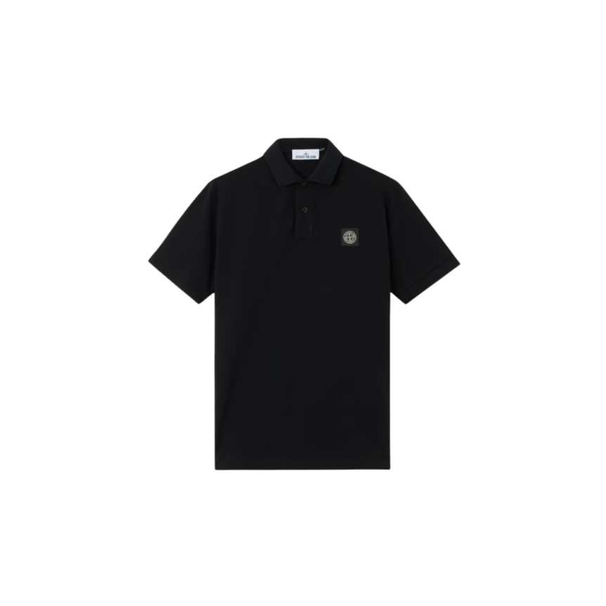 Polo STONE ISLAND piqué de coton noir patch Compass