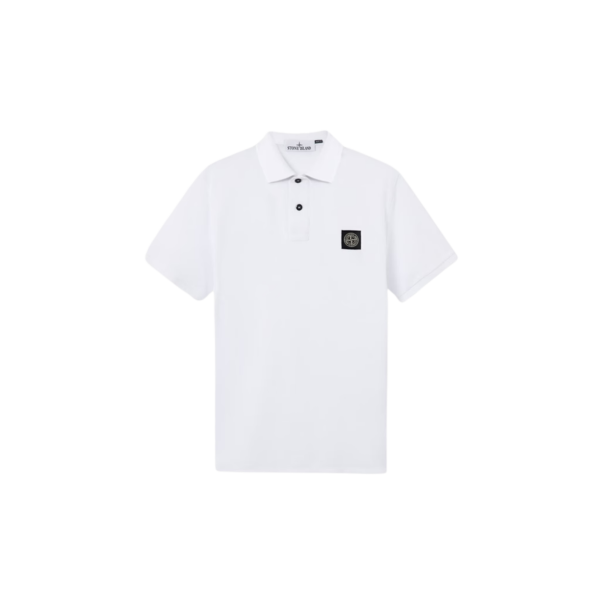 Polo STONE ISLAND piqué de coton blanc patch Compass