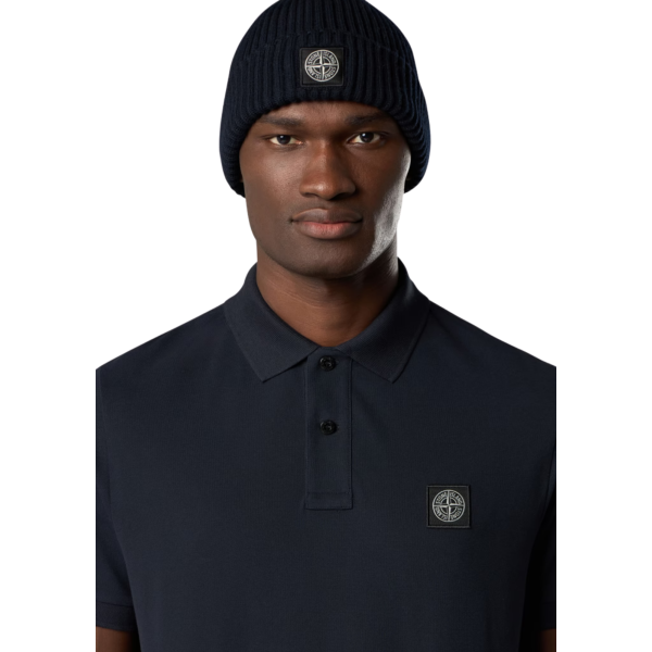 Polo STONE ISLAND piqué de coton bleu marine patch Compass