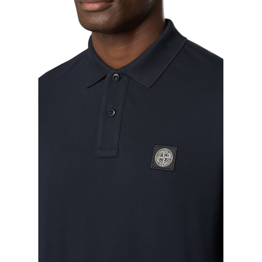 Polo STONE ISLAND piqué de coton bleu marine patch Compass