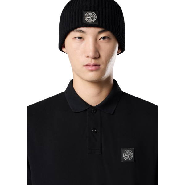 Polo STONE ISLAND piqué de coton noir patch Compass