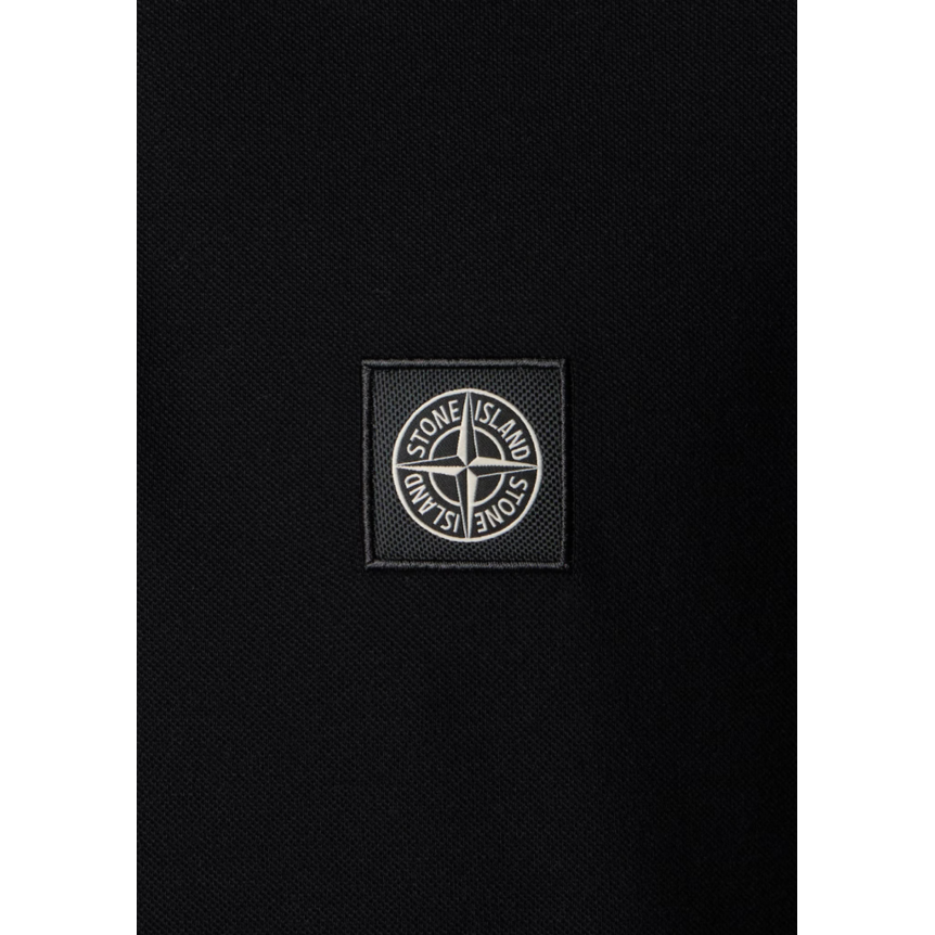 Polo STONE ISLAND piqué de coton noir patch Compass