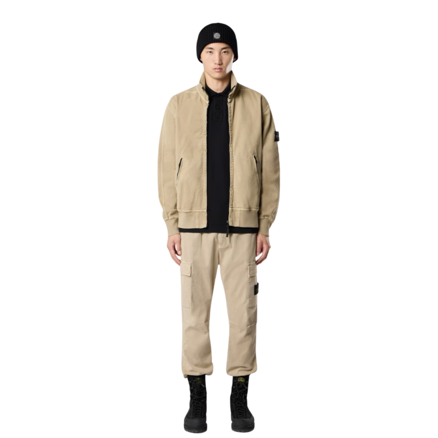 Polo STONE ISLAND piqué de coton noir patch Compass