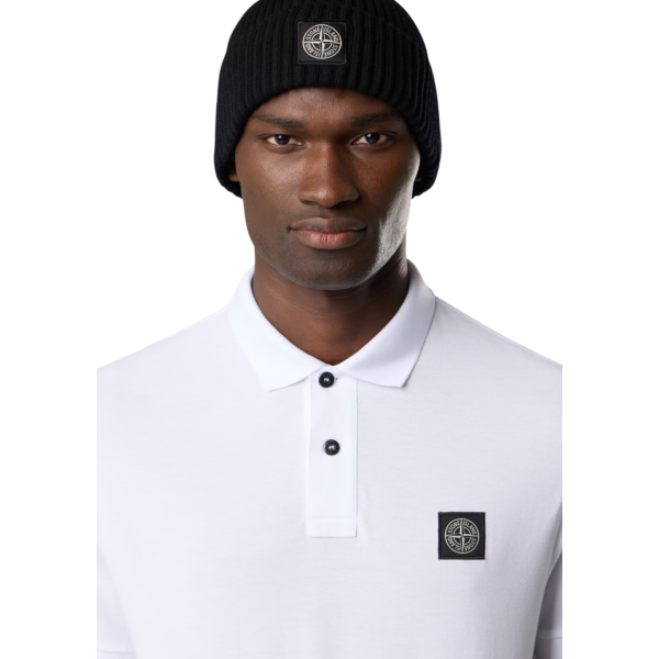 Polo STONE ISLAND piqué de coton blanc patch Compass