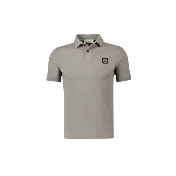 Polo manche courte STONE ISLAND slim coton gris écusson Compass