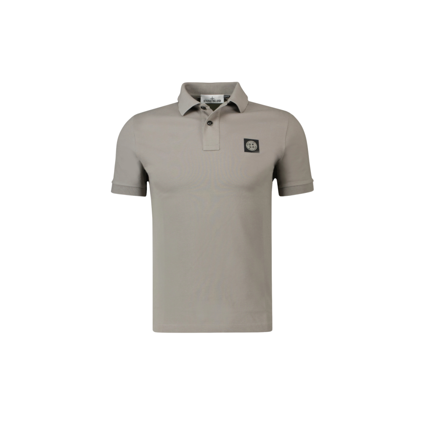 Polo manche courte STONE ISLAND slim coton gris écusson Compass