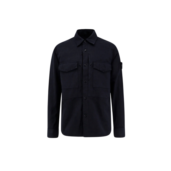 Surchemise toile STONE ISLAND coton lin bleu marine Collection Ghost