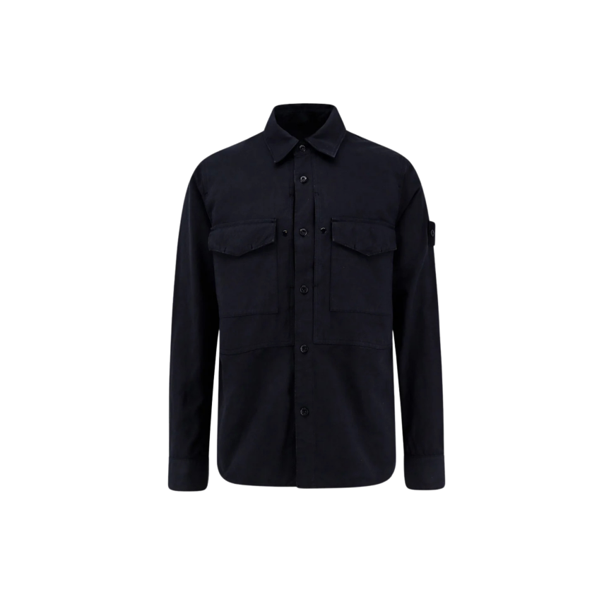 Surchemise toile STONE ISLAND coton lin bleu marine Collection Ghost