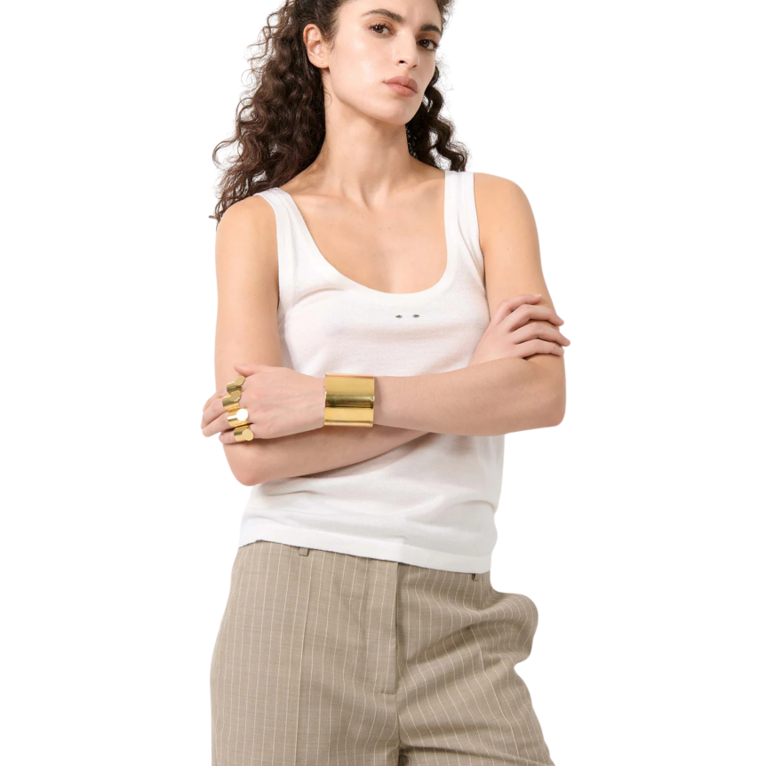 Débardeur BARBARA BUI laine soie écru piercing