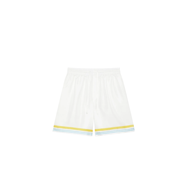Short CASABLANCA en soie dégradé bleu jaune Tennis Tile