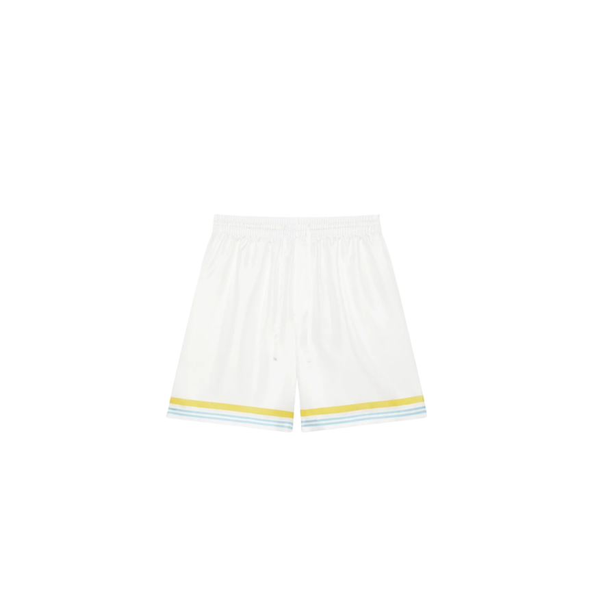 Short CASABLANCA en soie dégradé bleu jaune Tennis Tile