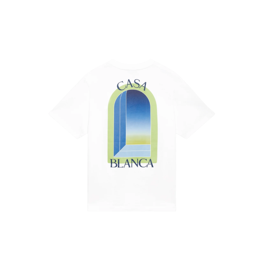 T‑shirt CASABLANCA manche courte coton blanc vert citron Arches