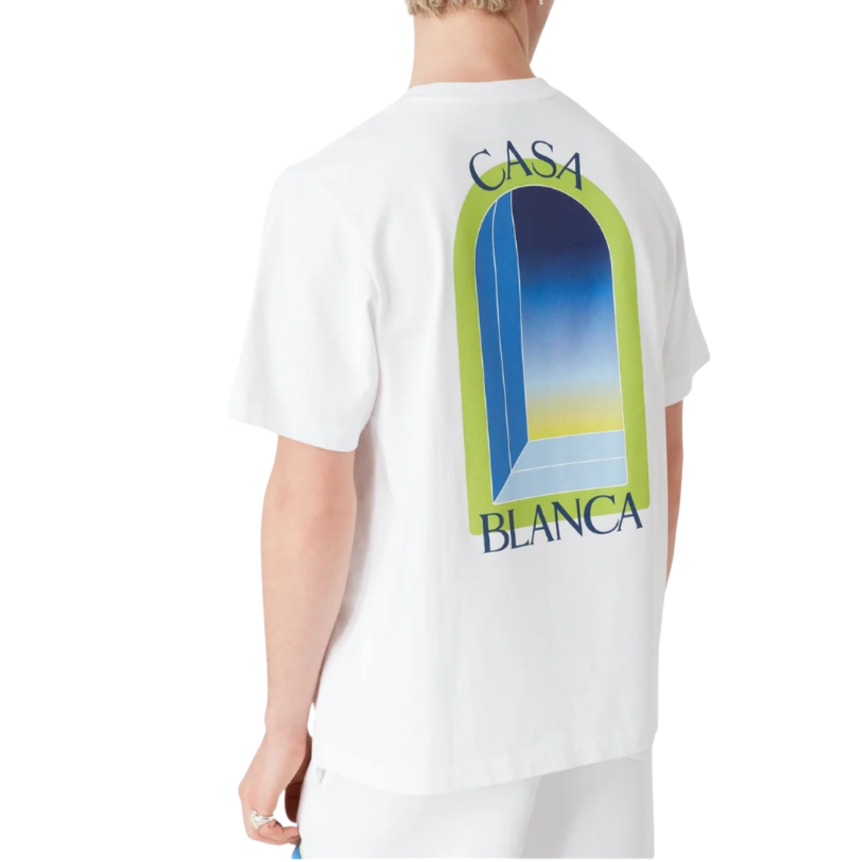 T‑shirt CASABLANCA manche courte coton blanc vert citron Arches