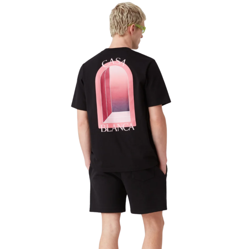 T‑shirt CASABLANCA col rond manche courte coton noir rose Arches