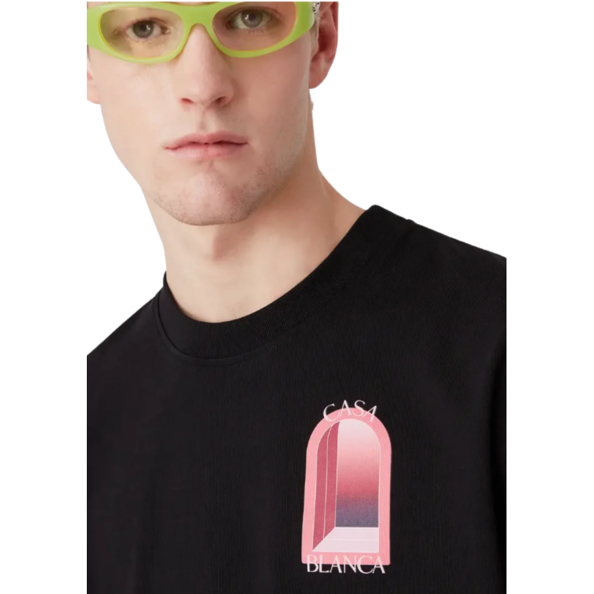 T‑shirt CASABLANCA col rond manche courte coton noir rose Arches