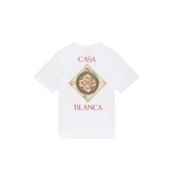 T‑shirt CASABLANCA col rond manche courte coton blanc Platine disque vintage