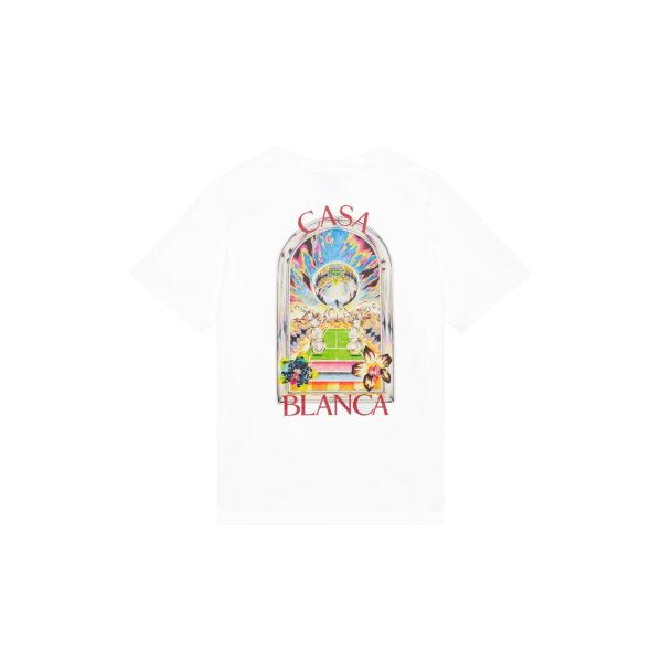 T‑shirt CASABLANCA col rond manche courte coton blanc Tennis Landscape