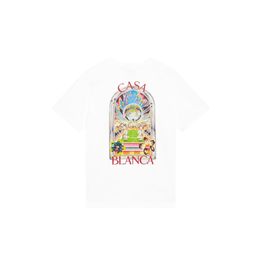 T‑shirt CASABLANCA col rond manche courte coton blanc Tennis Landscape