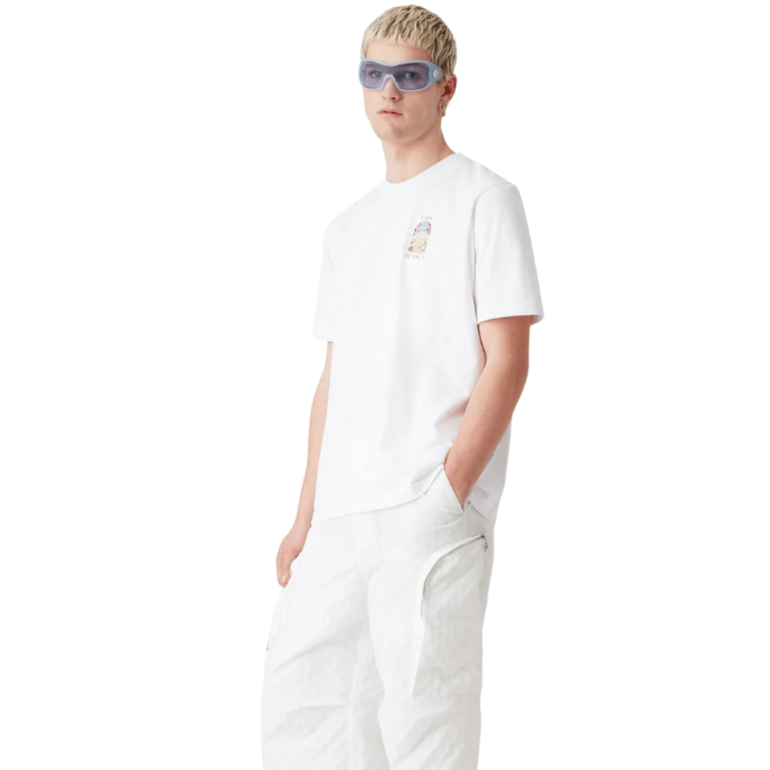 T‑shirt CASABLANCA col rond manche courte coton blanc Tennis Landscape