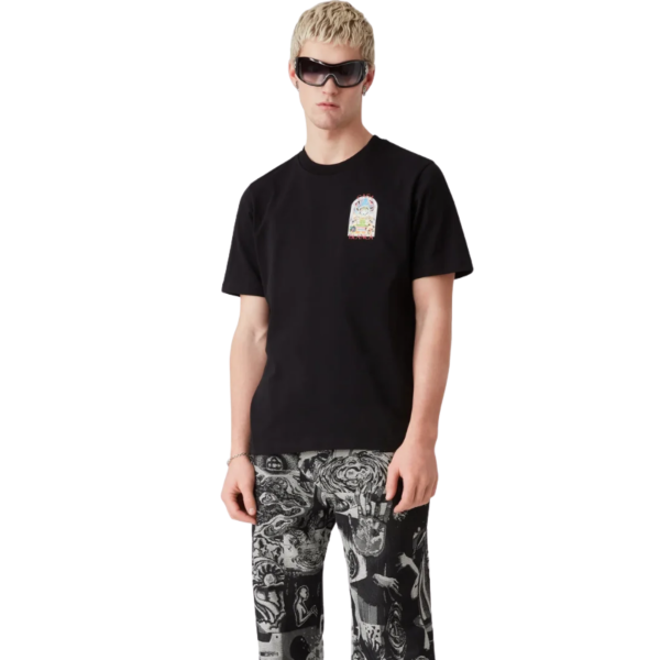 T‑shirt CASABLANCA col rond manche courte coton noir Tennis Landscape