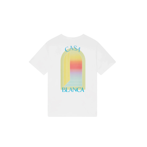 T‑shirt CASABLANCA col rond manche courte coton blanc Arche multicolore