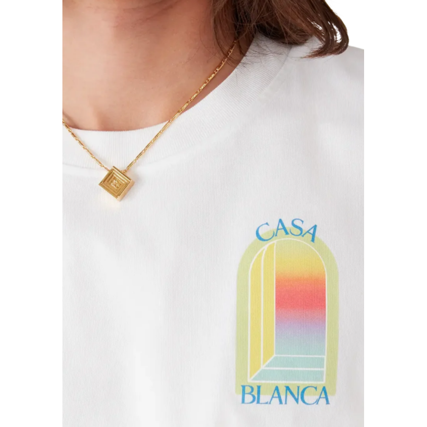T‑shirt CASABLANCA col rond manche courte coton blanc Arche multicolore