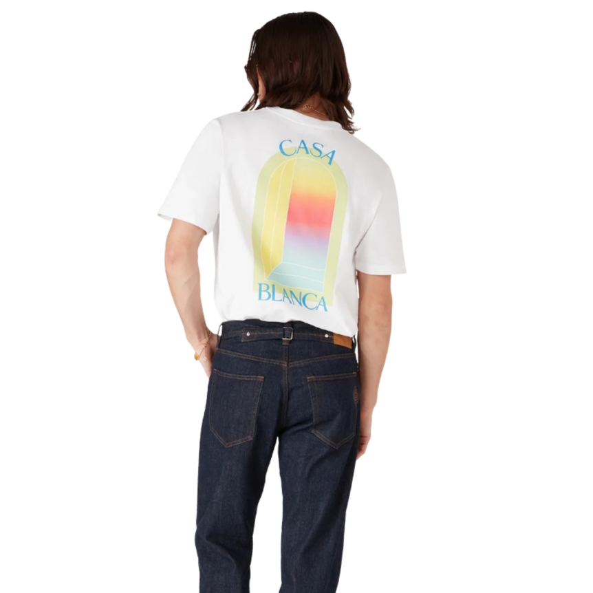 T‑shirt CASABLANCA col rond manche courte coton blanc Arche multicolore