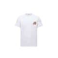 T-shirt col rond manche courte coton blanc empiècement double logo
