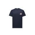T-shirt col rond manche courte coton bleu marine empiècement double logo