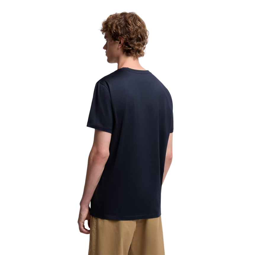 T-shirt col rond MONCLER manche courte coton bleu marine empiècement double logo