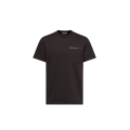 T-shirt col rond manche courte coton noir bordure poche cuir