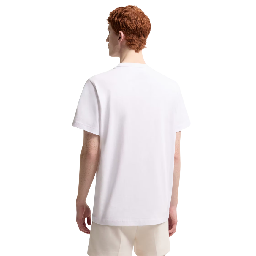 T-shirt MONCLER col rond coton blanc gros logo rouge bleu