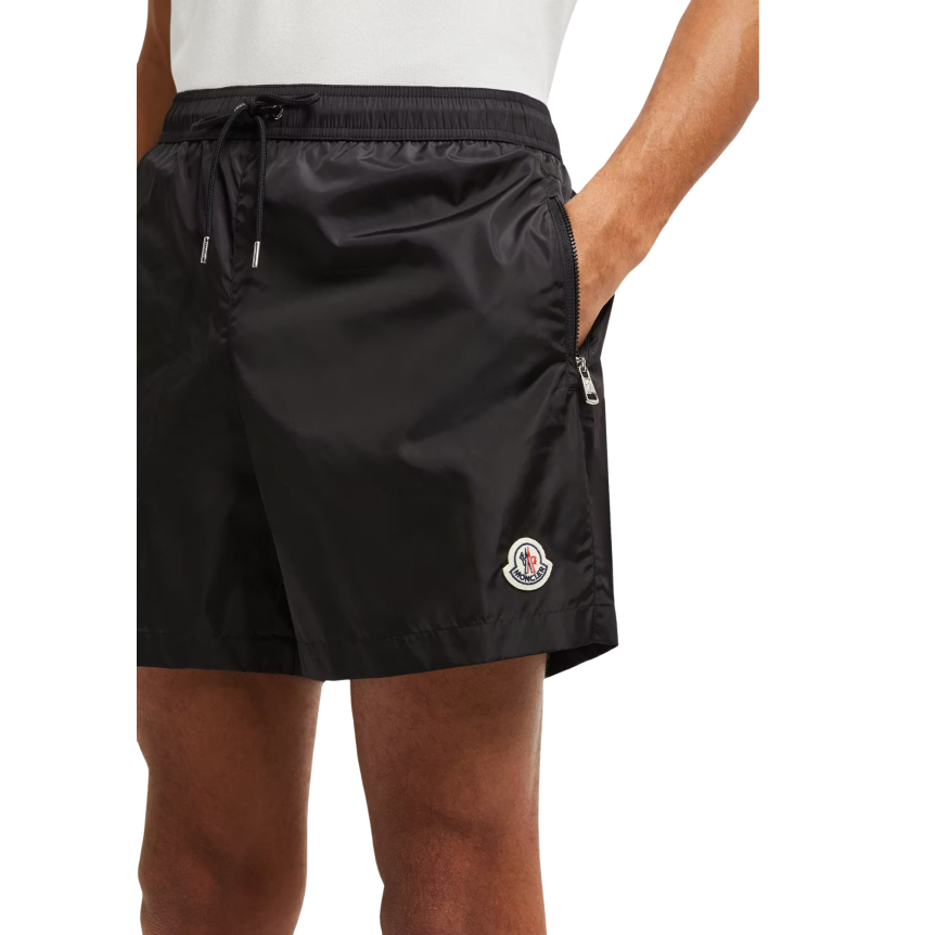 Short de bain MONCLER nylon noir poche zippée