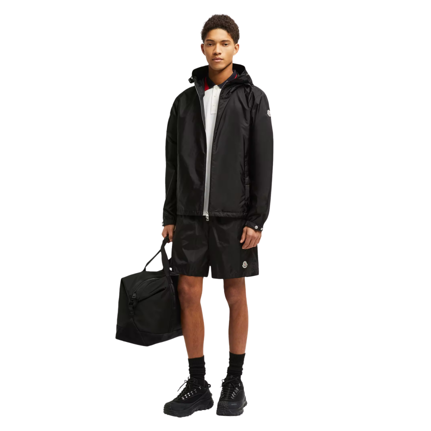 Short de bain MONCLER nylon noir poche zippée