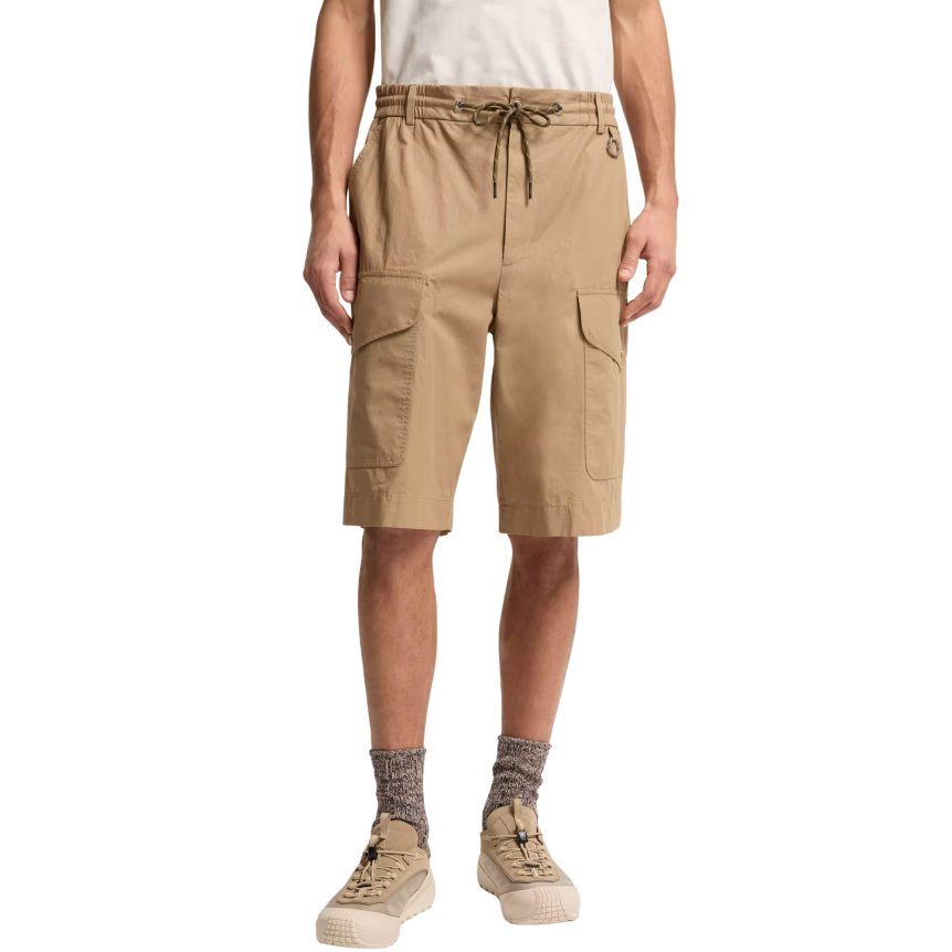 Short cargo MONCLER oversize popeline de coton camel