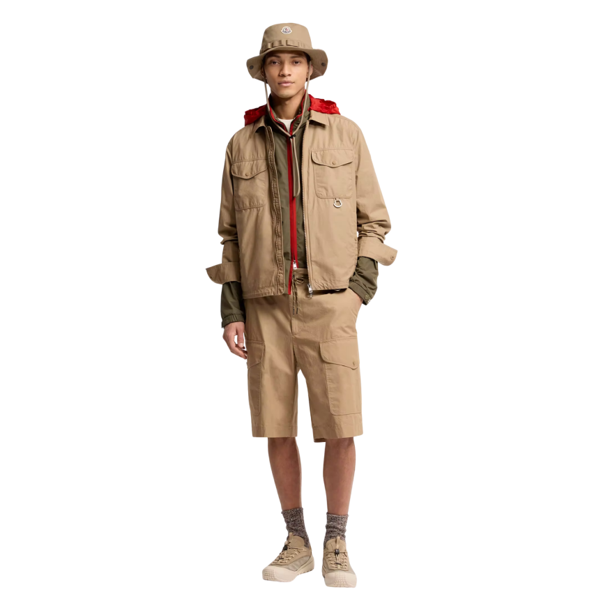 Short cargo MONCLER oversize popeline de coton camel