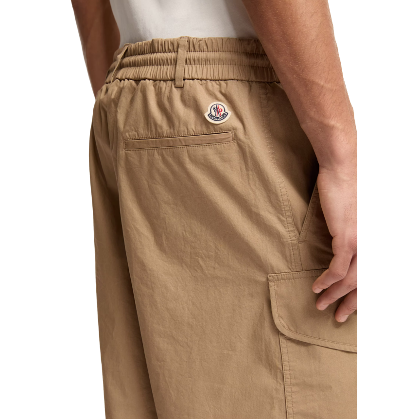 Short cargo MONCLER oversize popeline de coton camel