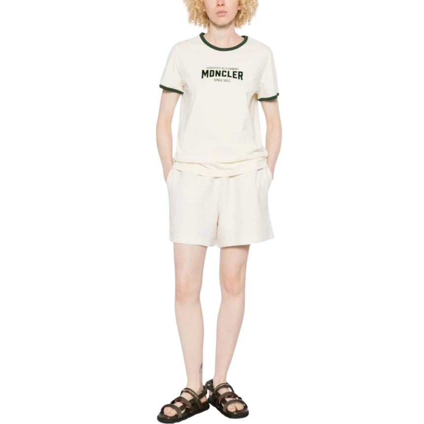 Short MONCLER coton mélangé nylon éponge écru