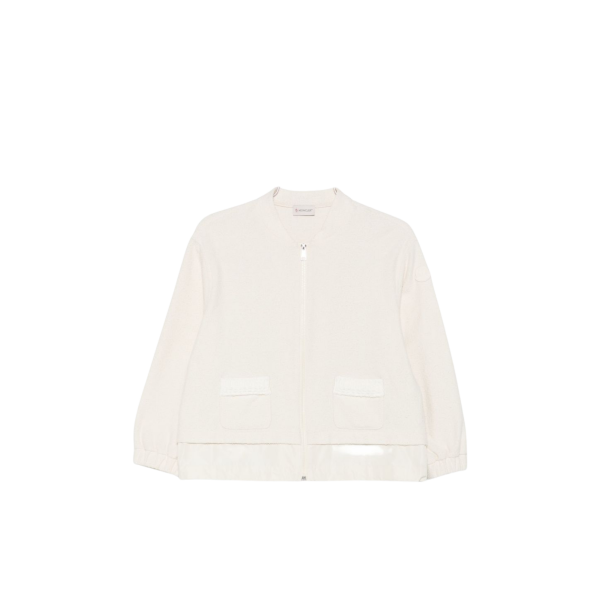 Blouson MONCLER veste zippée coton mélangé nylon éponge écru