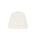Blouson veste zippée coton mélangé nylon éponge écru