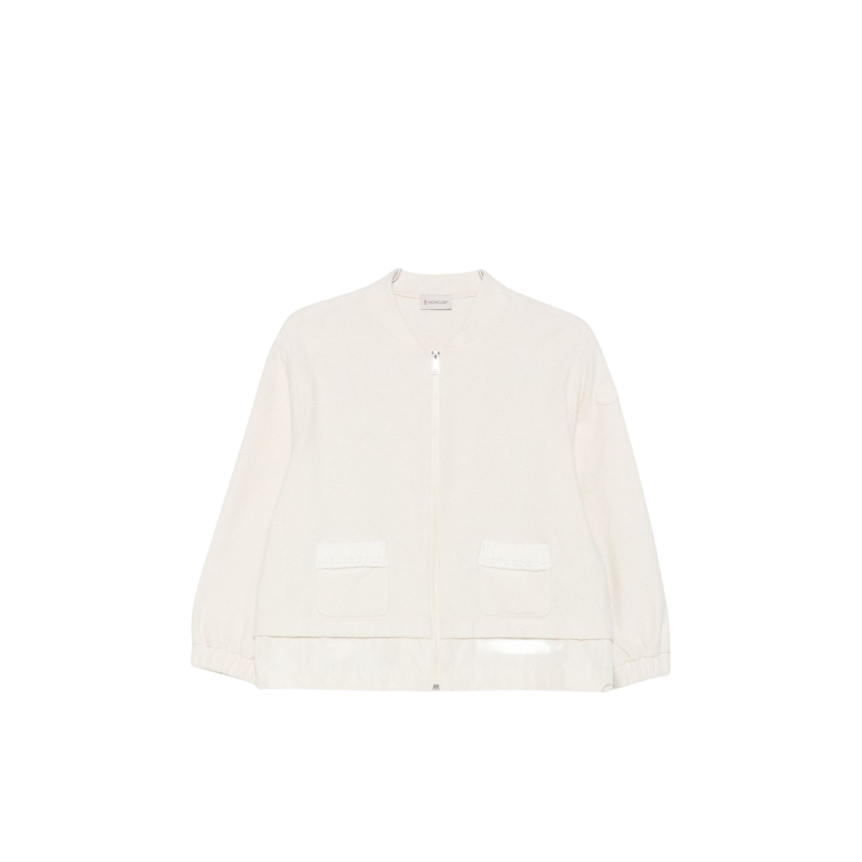 Blouson MONCLER veste zippée coton mélangé nylon éponge écru
