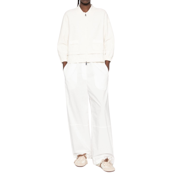 Blouson MONCLER veste zippée coton mélangé nylon éponge écru